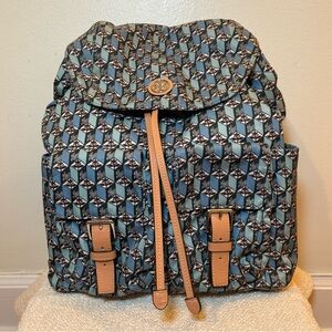 NWOT Tory Burch Blue Printed Nylon Backpack